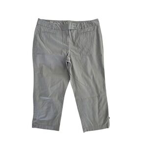 Ann Taylor LOFT Gray Original Crop Pants Womens 14 Mid Rise Button Hem Chino